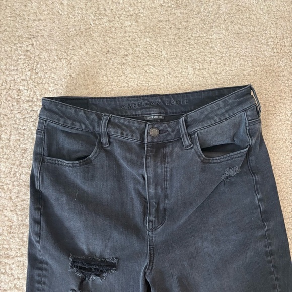 American Eagle Black Distressed Denim Jeans - Picture 2 of 9